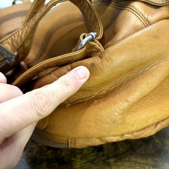 Lavive Sling Bag Convertible Backpack Tan Leather Stud Trim Pockets Boho Western - Picture 7 of 16